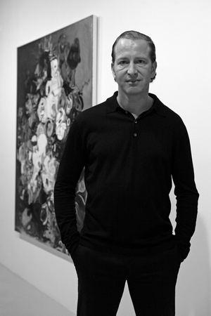Portrait of Christoph Steinmeyer, German painter. Opening of the Christoph Steinmeyer exhibition in the Suzanne Tarasieve gallery in Paris on March 14, 2009.
