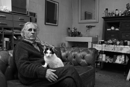 Portrait of Bernard Rancillac, French painter, in his workshop in Malakoff in 2008.