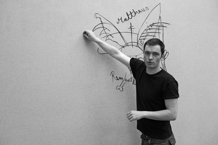 Portrait of Raynald Driez, French painter, in his studio of Ris Orangis on June 13, 2008.