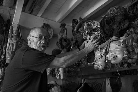 Portrait of Michel Nedjar, painter and sculptor, in his studio in Paris in 2007.