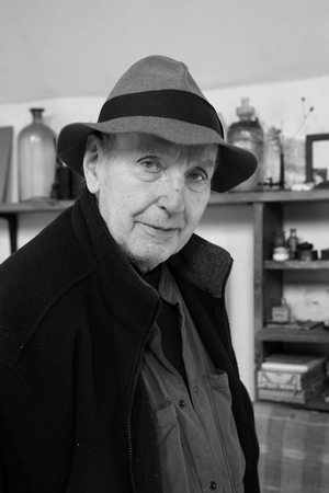 Portrait of Bernard Dufour, French painter, at the Mas de Pradie, in Foissac in 2009.