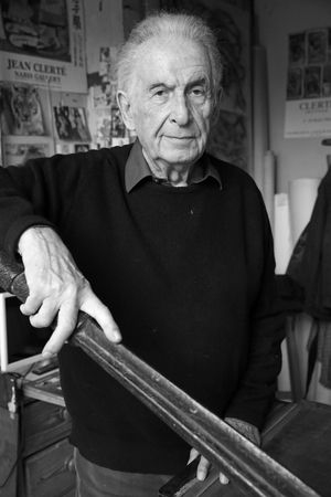 Jean Clerte, French painter, in his studio in Paris on February 22, 2018.