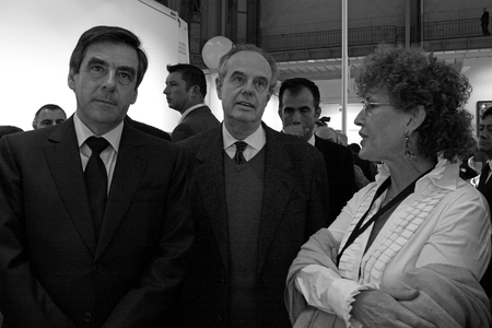 François Fillon, Prime Minister, Frederic Mitterrand, Minister of Culture and Communication, Nathalie Seroussi, gallery owner. Inauguration of the International Contemporary Art Fair (FIAC 09), Grand Palais, in Paris on 21 October 2009.