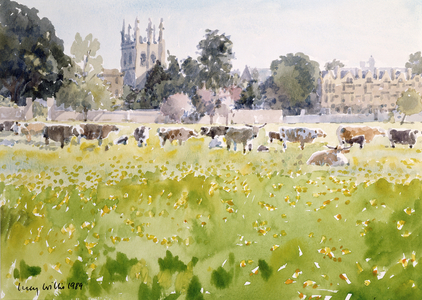 Looking Across Christ Church Meadows, 1989 (w/c on paper)