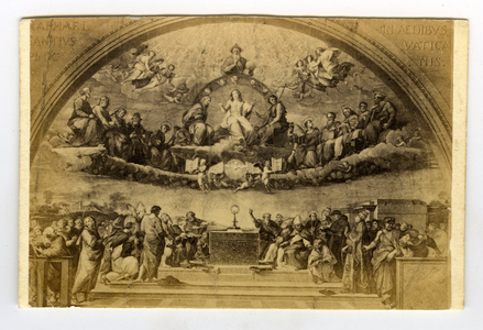 Italy, Painting of the Vatican Chapel, 1860, THE dispute of the Holy Sacrament of Raffaello Sanzio, dit Raphael (1483-1520) of the Italian Renaissance