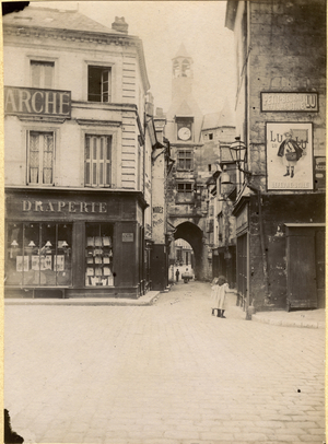 France, Centre, Indre-et-Loire (37), Amboise: the old Amboise with the clock tower, 1885 - Modes, Mme Postel, drapery, poster Little butter levevre-utile