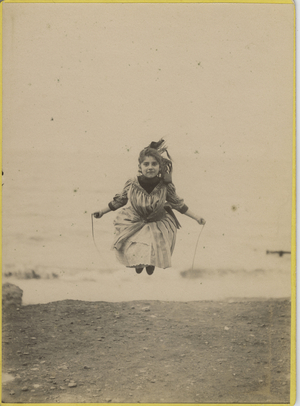 France, Haute-Normandie, Haute-Normandie: little girl jumping a rope, 1885