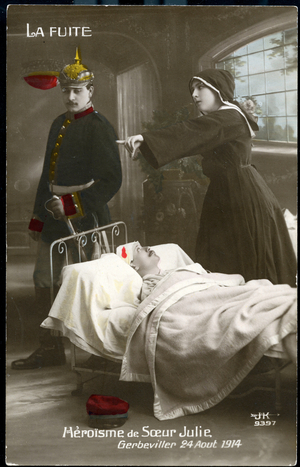 First World War: France, Episode of Heroism of a Good Sister Rescuing a Hospital, 1914