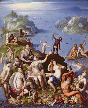 Fishing for Coral, c.1590 (oil on copper)