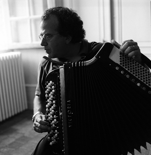 Portrait of Richard Galliano (born 1950), French composer and accordeonist, Corbigny, 2003.