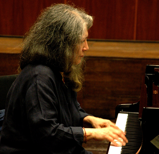 Portrait of Martha Argerich (born in 1941), Argentine pianist, during a repetition in 2007.