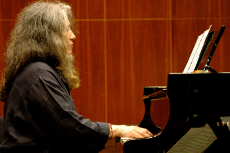Portrait of Martha Argerich (born in 1941), Argentine pianist, during a repetition in 2007.