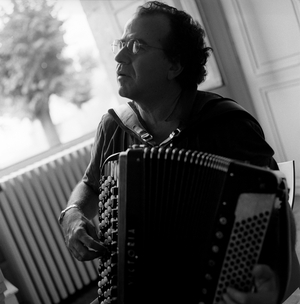 Portrait of Richard Galliano (born 1950), French composer and accordeonist, Corbigny, 2003.