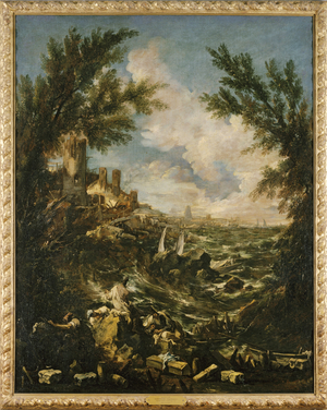 Seacoast View with a Shipwreck, after 1735 (oil on canvas)