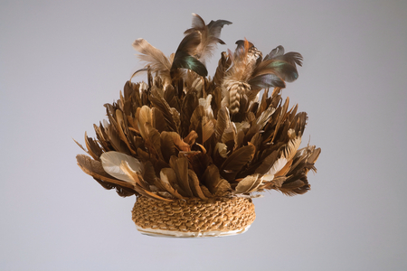 Warrior's hat, Cameroon Grassfields, mid 20th century (feathers & raffia fibre)