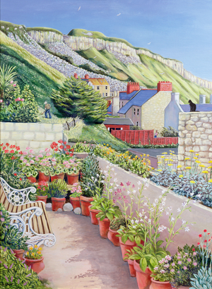 Garden Terrace and Cliff, 2002 (oil on board)