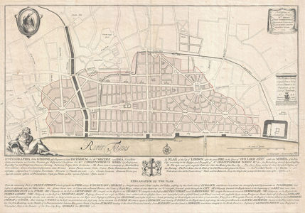 1744, Wren Map of London, England