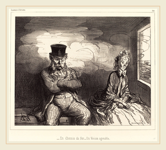 Honore Daumier (French, 1808-1879), En Chemin de fer un voisin agreable, 1862, lithograph