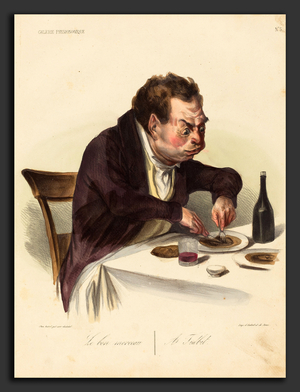 Honore Daumier (French, 1808 - 1879), Le bon morceau, 1836, hand-colored lithograph