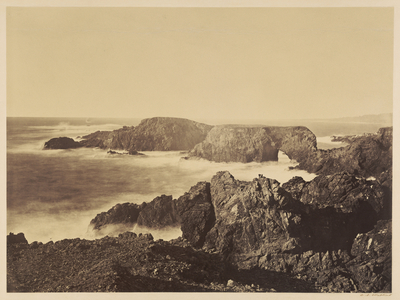 [Coast View off Mendocino]; Carleton Watkins, American, 1829 - 1916; negative 1863; print about 1866; Albumen silver print; Image: 38.1 x 51.9 cm (15 x 20 7/16 in.), Mount: 53 x 68.4 cm (20 7/8 x 26 15/16 in.) -