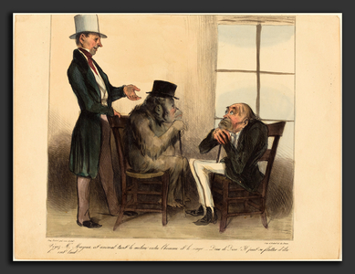 Honore Daumier (French, 1808 - 1879), Voyez, Mr. Mayeux, cet animal, 1836, hand-colored lithograph