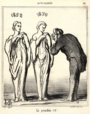 Honore Daumier (French, 1808 - 1879). Cüa prenda t'-il!, 1870. From Actualites. Lithograph on newsprint paper. Image: 236 mm x 205 mm (9.29 in. x 8.07 in.). Second of two states.