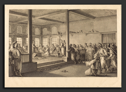 Antoine-Jean Duclos after Jean-Michel Moreau (French, 1742 - 1795), Reception de Choiseul-Gouffier chez Hassan-Tchousch-Oglou, 1780, engraving on laid paper ©LisztCollection/Leemage
