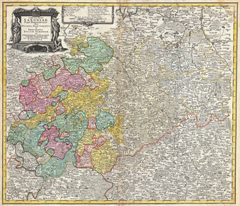 1757, Homann Heirs Map of Saxony, Germany, and the Czech Republic