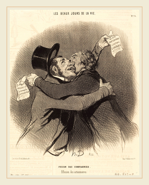 Honore Daumier (French, 1808-1879), Fusion des compagnies, 1845, lithograph on newsprint