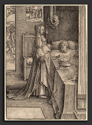 Lucas van Leyden (Netherlandish, 1489-1494 - 1533), Jezebel (Jezabel)Promising Naboth's Vineyard to King Ahab (Achab), 1516-1519, woodcut ©LisztCollection/Leemage