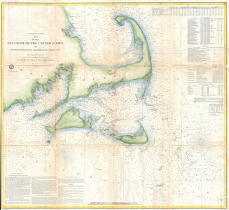 1857, U.S. Coast Survey Map of Cape Cod, Nantucket, and Martha's Vineyard