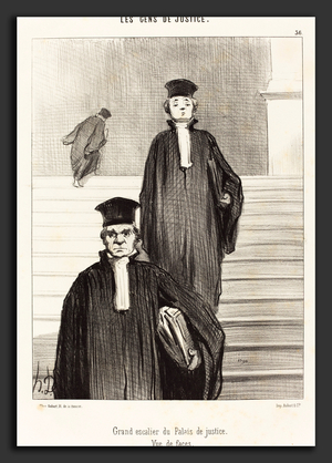 Honore Daumier (French, 1808 - 1879), Grand escalier du Palais de justice. Vue de face, 1848, lithograph