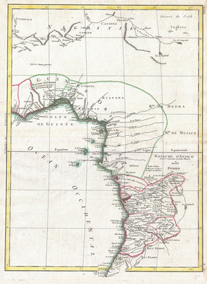 1770, Bonne Map of West Africa, Guinea, the Bight of Benin, Congo, Rigobert Bonne 1727 Ð 1794, one of the most important cartographers of the late 18th century