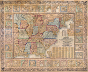1845, Mitchell Wall Map of the United States, partial Republic of Texas
