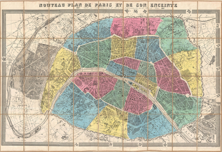 1867, Ledot Pocket Map of Paris, France