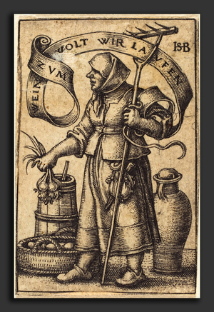 La marchande - Sebald Beham (German, 1500 - 1550), The Market Woman, engraving
