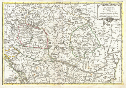 1770, Janvier Map of Hungary, Romania, Transylvania, Moldova, Croatia and Bosnia