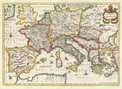 1657, Jansson Map of the Empire of Charlemagne