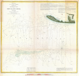1853, U.S. Coast Survey Map of Ship Island Shoal, Louisiana