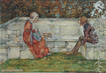 Two Children in a Garden, 1903 (w/c on paper)