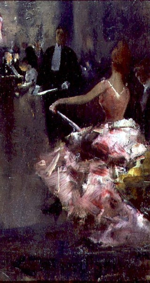 Cafe Scene (oil on panel)