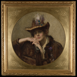 Woman with Peacock Feather Hat, 1890 (watercolour on paper)