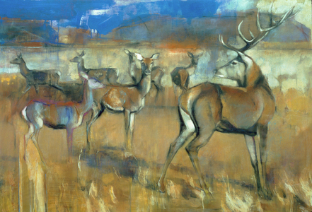 Gathering Deer, 1998 (mixed media and collage on paper)