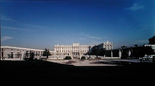 View of the Palacio Real, begun in 1738 (photo)