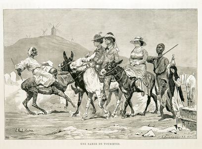 Cartoon of Western tourists in Egypt - Illustration from the Atlas of Egypt, 1881 Private Collection