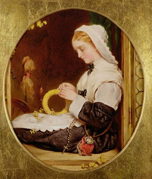 A Lady Sewing at a Window, 1859 (panel)