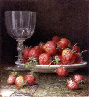 Strawberries and a Glass (w/c)