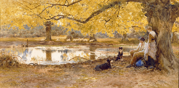 The Trysting Place, 1895 (w/c and bodycolour)