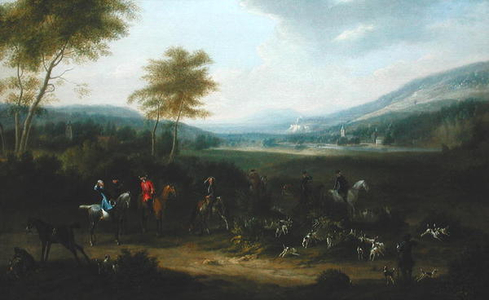 A Hunting Party in a Landscape, c.1730 (oil on canvas)