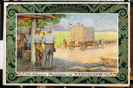 Tobacco Plantation in Nyasaland, from the series 'Smoke Empire Tobacco', 1928 (colour litho)